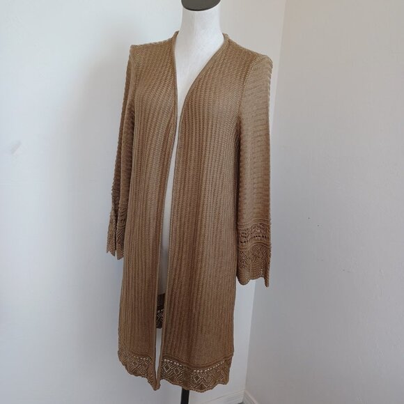 Greige Cardigan Sweater Open Front Long Line NEW Womens XL - Picture 9 of 13